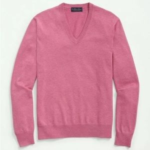 Brooks Brothers Supima Cotton V-neck Sweater “Medium Pink” Color Size Med